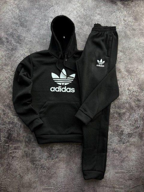 Мужской зимний спортивный костюм Adidas черный Комплект Адидас Худи Штаны Pav-39 фото