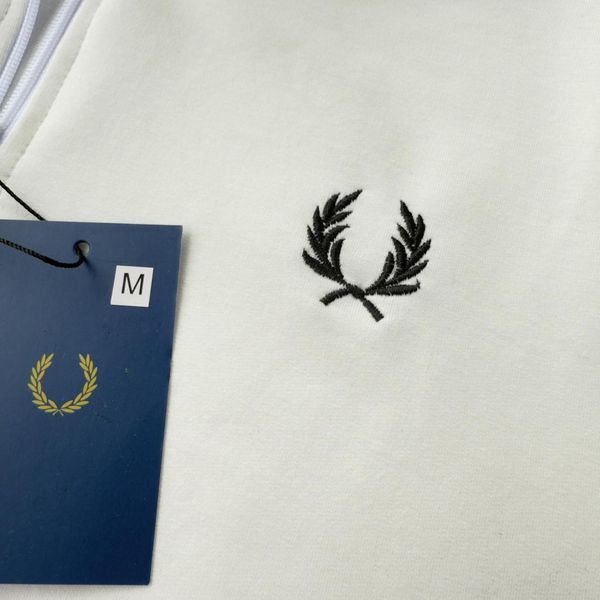 Чоловіча олімпійка Fred Perry з лампасами молочна Кофта Фред Пері на блискавці без капюшона Хар-526 фото