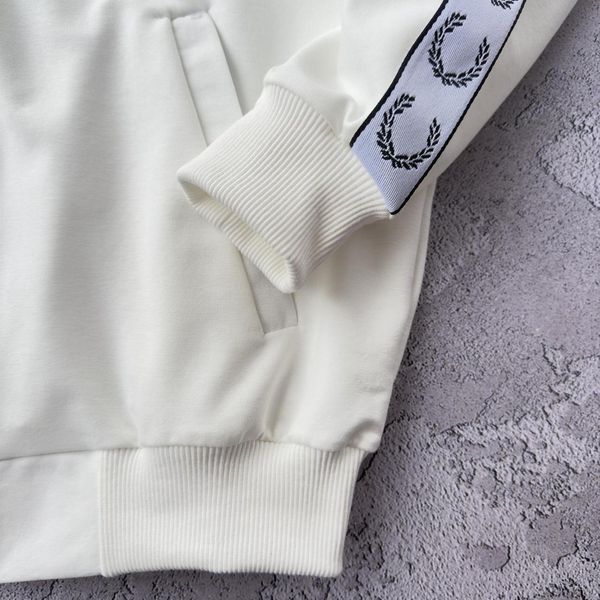 Чоловіча олімпійка Fred Perry з лампасами молочна Кофта Фред Пері на блискавці без капюшона Хар-526 фото