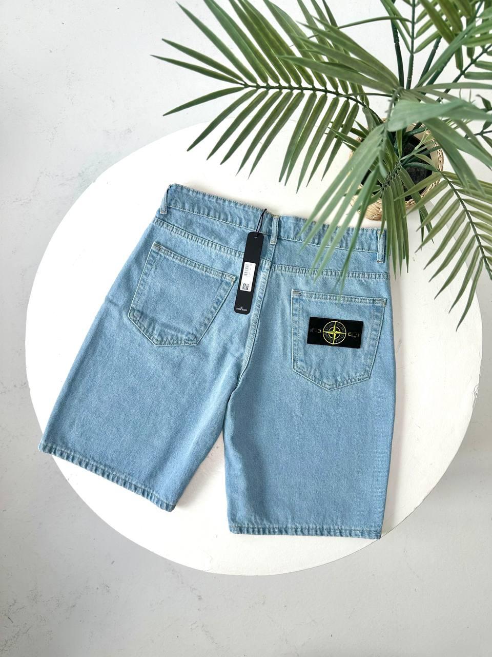 Мужские джинсовые шорты Stone Island голубые