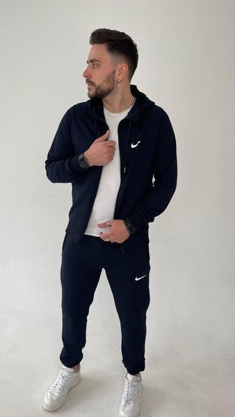 Чоловічий спортивний костюм Nike на блискавці синій Комплект Найк Толстовка Штани univer-9 фото