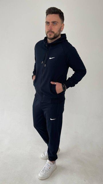 Мужской спортивный костюм Nike на молнии синий Комплект Найк Толстовка Штаны univer-9 фото