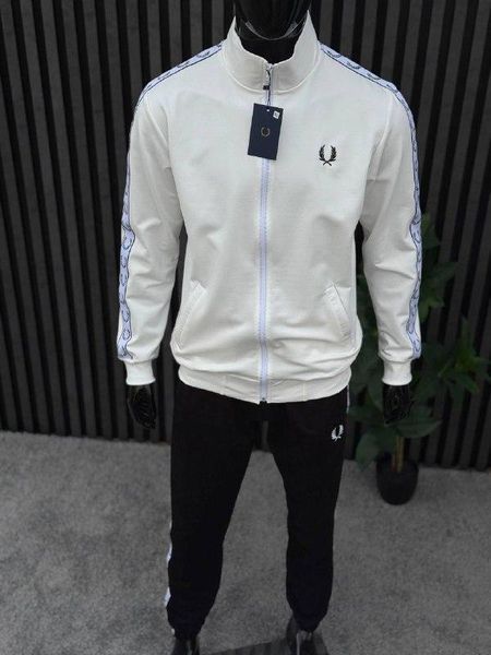 Чоловічий костюм Fred Perry з лампасами молочний Комплект Фред Перрі Кофта Штани Хар-525 фото