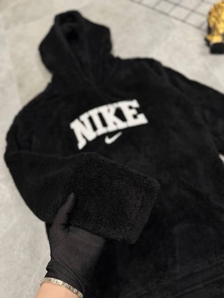 Чоловічий зимовий худий Nike плюшеве коричневое Кофта тедді Найк з капюшоном Моло-63KK фото