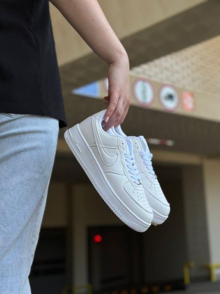 Мужские кроссовки Nike Air Force Low кожаные белые Найк Аир Форс весенние Arm-NAF1 (коп3) фото