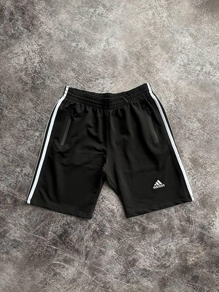 Чоловічі спортивні шорти Adidas чорні зі смугами Адідас Мой-56/Хар-840 (коп6) фото