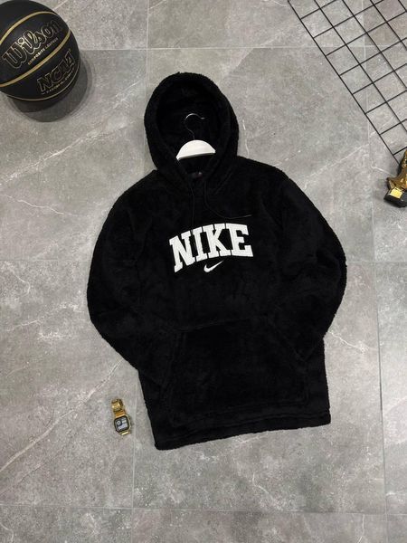 Чоловічий зимовий худий Nike плюшеве коричневое Кофта тедді Найк з капюшоном Моло-63KK фото