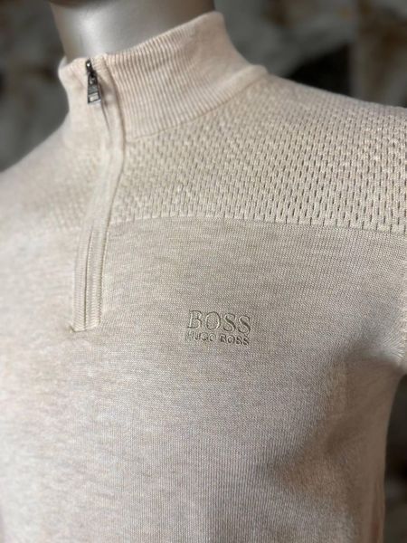 Мужская кофта на молнии Boss бежевая Кофта без капюшона Босс Моло-900-030 фото