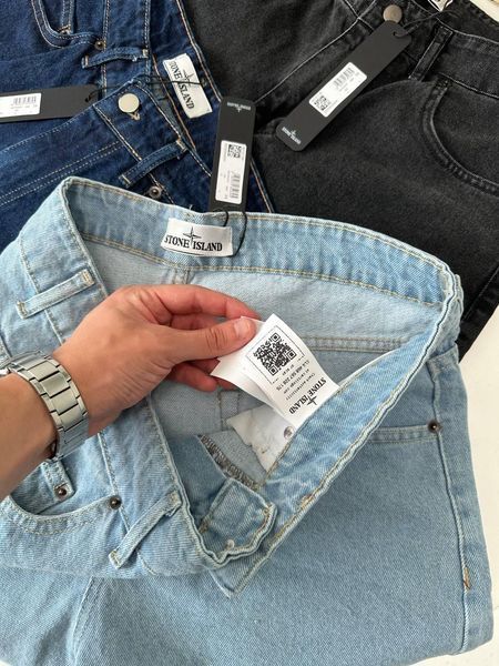 Мужские джинсовые шорты Stone Island голубые Cas-3 фото