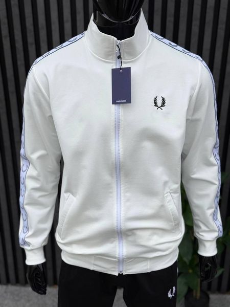 Чоловічий костюм Fred Perry з лампасами молочний Комплект Фред Перрі Кофта Штани Хар-525 фото