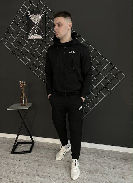 Мужской спортивный костюм Nike на молнии черный Комплект Найк Худи Штаны Rap-RD113/RD118 фото
