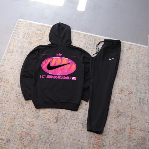 Мужской спортивный костюм Nike черный с капюшоном Комплект Худи Штаны Найк весенний осенний Ads-619 фото
