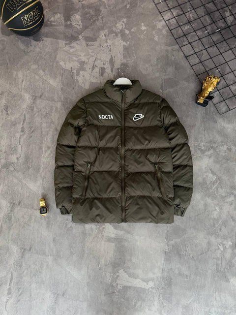 Чоловіча зимова куртка Nike Nocta хакі Пуховик Найк Нокта без капюшона Моло-33703 фото