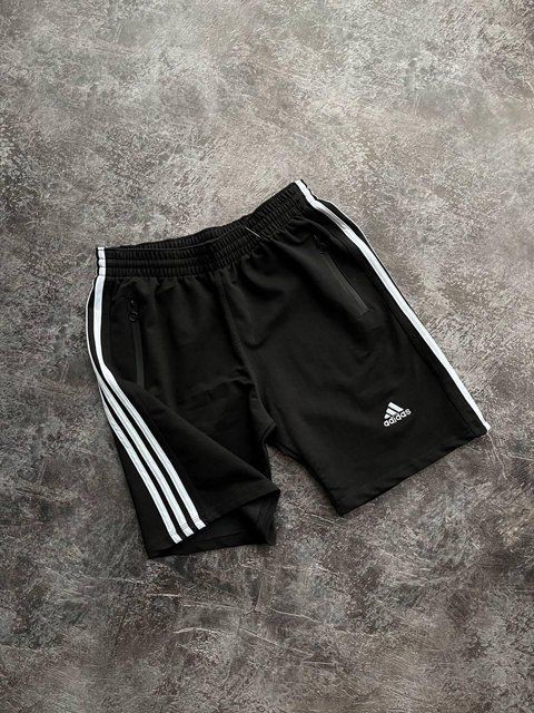 Мужские спортивные шорты Adidas черные с полосами Адидас Мой-56/Хар-840 (коп6) фото