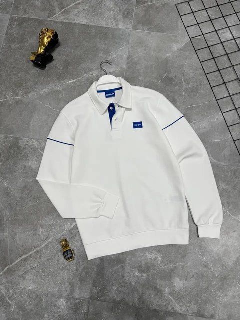 Мужской свитер Hugo Boss белый с синим Кофта Хьюго Босс без капюшона Моло-NX31 фото