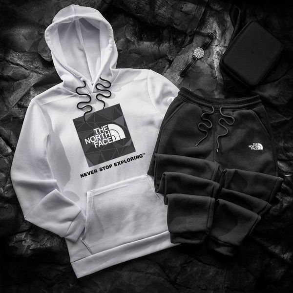 Мужской зимний спортивный костюм The North Face серо-черный Комплект ТНФ Худи Штаны Hot-13 фото
