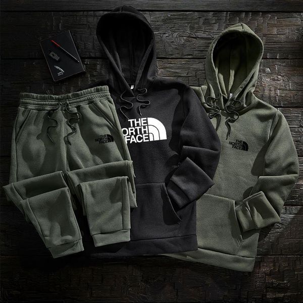 Мужской зимний спортивный костюм The North Face серо-черный Комплект ТНФ Худи Худи Штаны Hot-2 фото