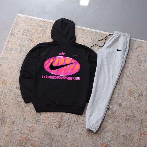 Мужской спортивный костюм Nike черный с капюшоном Комплект Худи Штаны Найк весенний осенний Ads-619 фото