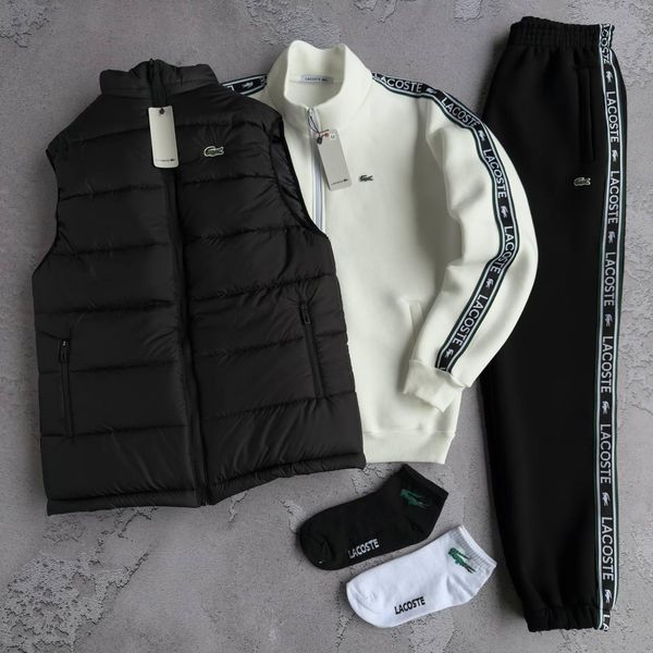 Чоловічий зимовий спортивний костюм Lacoste 3в1 бордовий Набір Лакоста Кофта Штани Хар-711 фото