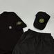 Чоловічий літній костюм Stone Island Футболка Шорти Кепка чорний із патчем Стон Айленд Will-SS0020 фото 4