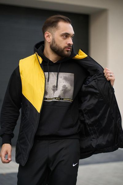 Мужская жилетка Nike без капюшона черная с желтым Безрукавка Найк весенняя осенняя Intr-1620128819 фото