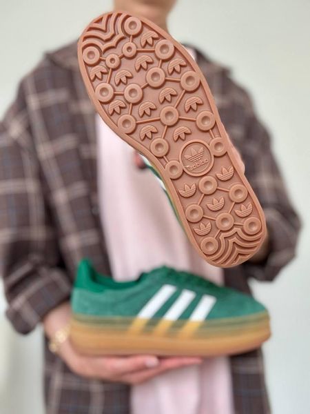 Женские кроссовки Adidas Gazelle на платформе замшевые зелёные Адидас Газели Arm-Gazz_0384 фото