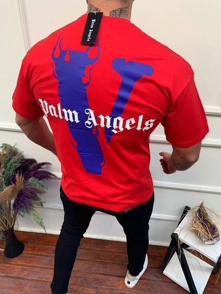 Мужская футболка оверсайз Palm Angels бежевая Палм Ангелс Моло-12225 фото
