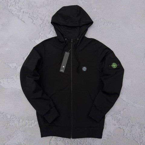 Мужская кофта Stone Island черный Зип худи Стон Айленд на молнии с патчем Хар-752 фото