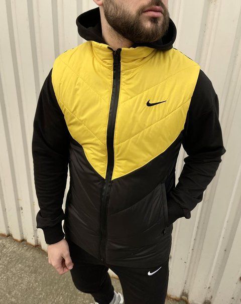 Мужская жилетка Nike без капюшона черная с желтым Безрукавка Найк весенняя осенняя Intr-1620128819 фото