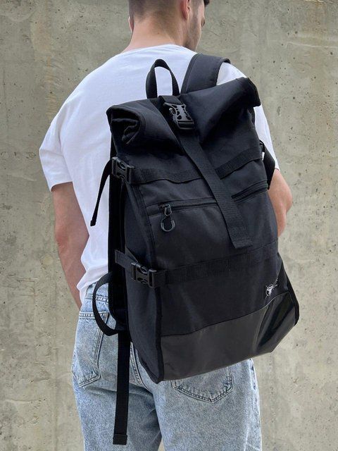 Рюкзак Роллтоп черный Портфель оксфорд городской RollTop Ту-00000067 фото