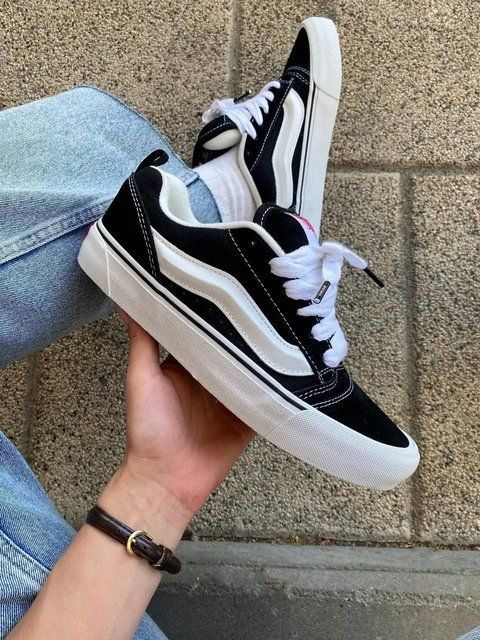 Мужские кеды Vans Knu Skool черно-белые замшевые кроссовки Ванс Кну Скул Arm-KNU1 фото