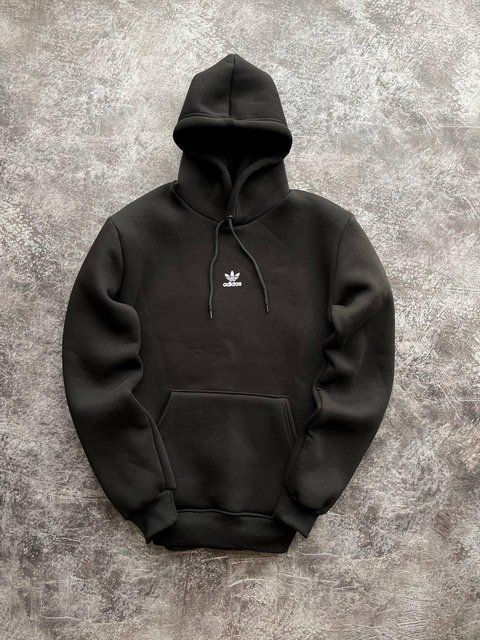 Мужское зимнее худи Adidas черное с капюшоном Кофта Адидас Pav-194 фото