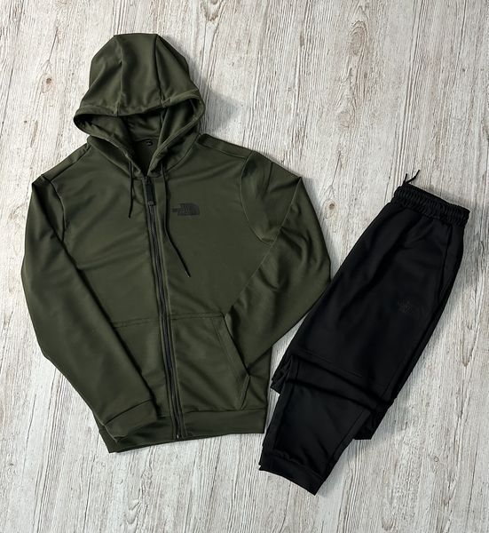 Мужской спортивный костюм The North Face черный с хаки Комплект ТНФ Худи Штаны Rap-RD115/RD119 фото