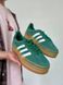 Женские кроссовки Adidas Gazelle на платформе замшевые зелёные Адидас Газели Arm-Gazz_0384 фото 4