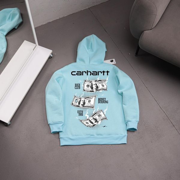 Мужское зимнее худи Carhartt с капюшоном черное Толстовка Кархарт Ads-484 фото