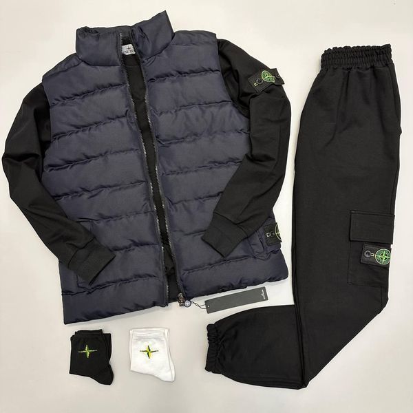 Чоловічий спортивний костюм Stone Island без капюшона чорний Комплект Стон Айленд Світшот Штани Хар-117 фото