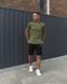 Мужской летний костюм Adidas Футболка Шорты хаки с черным комплект Адидас Intr-8797257875 фото 3
