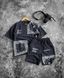 Мужской летний костюм футболка и шорты с принтом темно-серый smm-p3fso2 фото 1