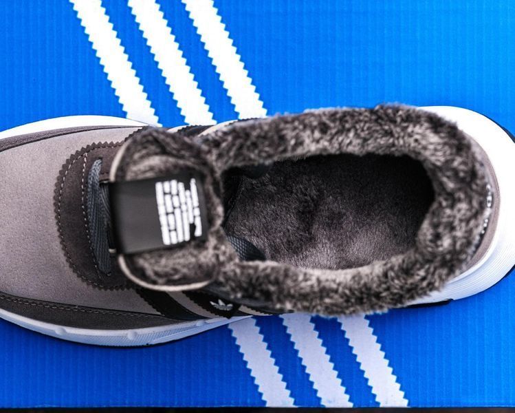 Мужские зимние кроссовки Adidas замшевые коричневые Адидас утепленные с мехом Arm-Ads_0015 фото