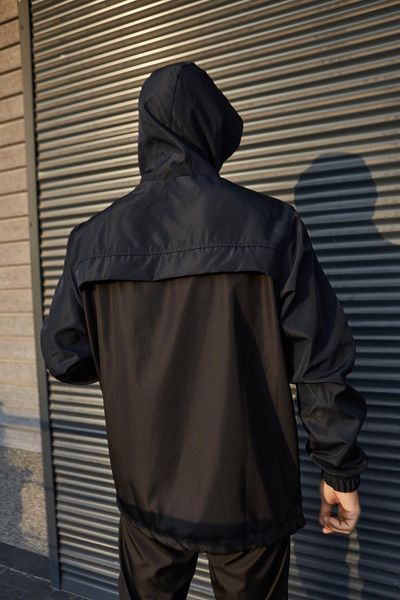 Чоловічий Анорак Nike чорний з синім Вітровка Найк демісезонна Intr-1602860219 фото