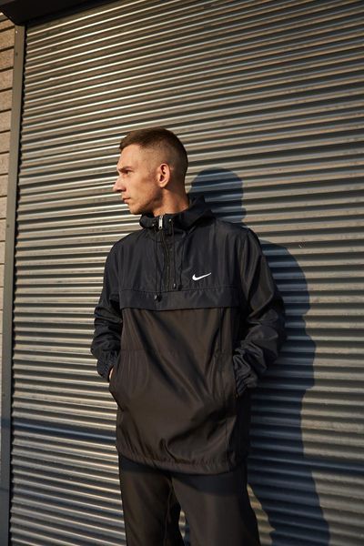 Чоловічий Анорак Nike чорний з синім Вітровка Найк демісезонна Intr-1602860219 фото
