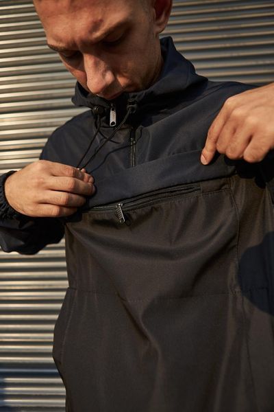 Чоловічий Анорак Nike чорний з синім Вітровка Найк демісезонна Intr-1602860219 фото