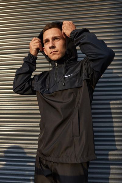 Чоловічий Анорак Nike чорний з синім Вітровка Найк демісезонна Intr-1602860219 фото