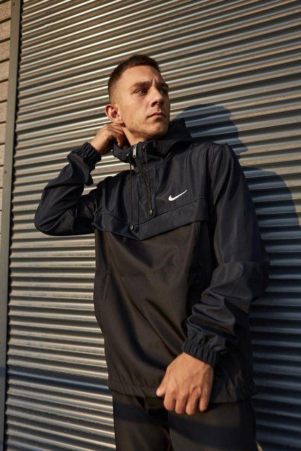 Мужской Анорак Nike черный с синим Ветровка Найк демисезонная Intr-1602860219 фото