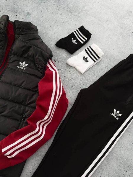 Мужской костюм Adidas 3в1 красный Комплект Адидас Кофта на змейке Штаны Жилетка Хар-78 фото