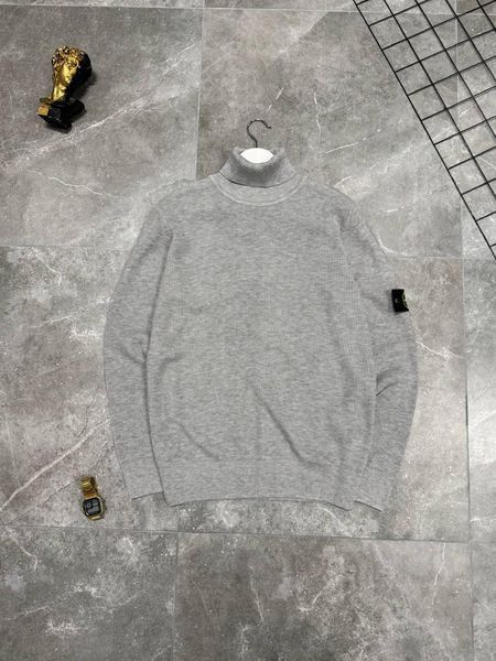 Мужской зимний гольф Stone Island с патчем под горло серый Свитер Стон Айленд Моло-900-401 фото