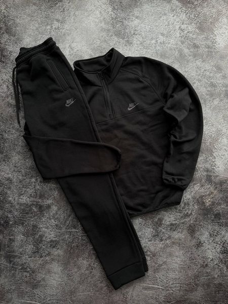 Мужской зимний спортивный костюм Nike черный Комплект Найк на флисе без капюшона Pav-31 фото