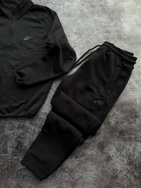 Мужской зимний спортивный костюм Nike черный Комплект Найк на флисе без капюшона Pav-31 фото