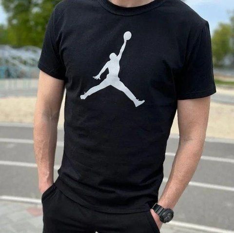 Мужская футболка Jordan черная Джордан Hot-123 фото