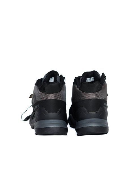 Мужские зимние кроссовки Adidas Terrex Fast R Mid Gore-Tex темно-серый Адидас рипстоп на гортекс Pow-AD117 фото